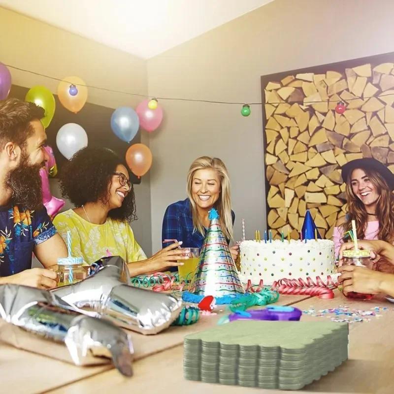 50 шт. Салфетки для коктейля шалфейного цвета с фестончатым краем, одноразовые бумажные салфетки для вечеринки, салфетки для напитков для свадьбы, дня рождения, Рождества