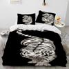 3D Tiger Rose Leopard Animal Luxury Comforter Bedding Set,Duvet Cover Bed Set Quilt Cover Pillowcase,King Queen Size Bedding Set