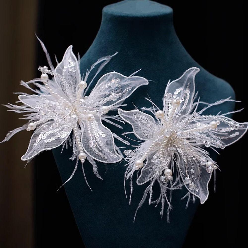 Фасцинатор Фея Бахрома Зажим Белый Цветочный Сетка Цветок Заколка Кружево Цветок Утиный Клюв Зажим Девушка/Женщина
