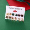 Christmas Snowflake & Bell Earrings Set - Festive Designs with Cartoon Elk & Santa for Women