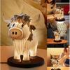 Небольшие настольные лампы с USB-портом для фермерского дома, прикроватный светодиодный ночник для коровы, перезаряжаемые лампы на батарейках для коровы, прикроватный светильник в форме коровы