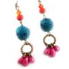 [D1798] - Multicolored 'Mistinguette' Handcrafted Earrings - 65 Mm