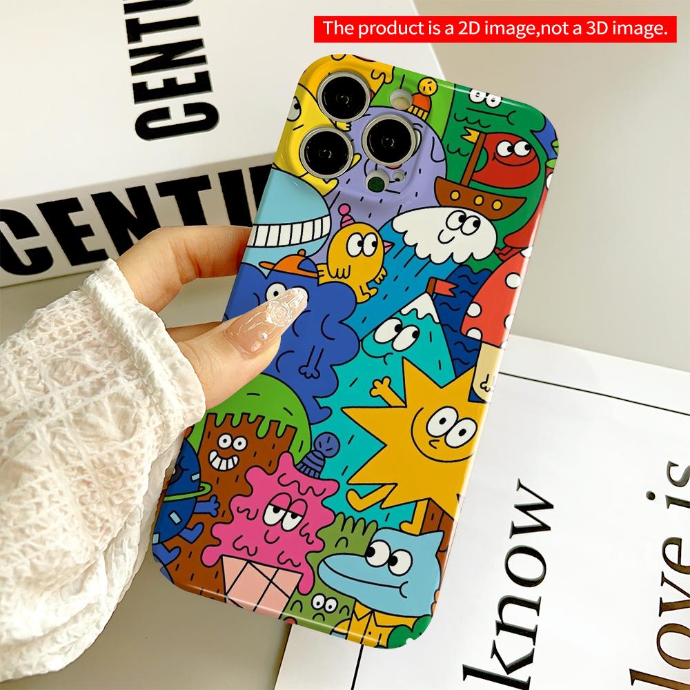 Colorful Cartoon Monsters Phone Case All inclusive film hard phone case, compatible with iPhone 18 Pro Max 17 16 15 14 13 12 11