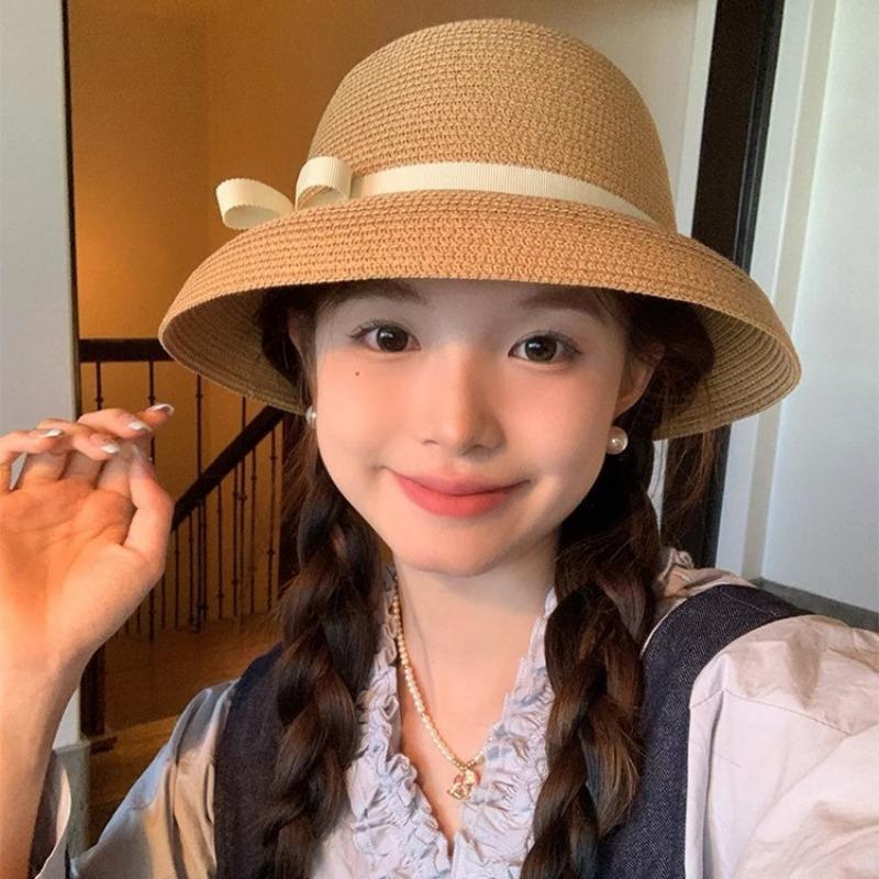 Соломенная шляпа женская летняя солнцезащитная шляпа-ведро для путешествий шляпа-котелок