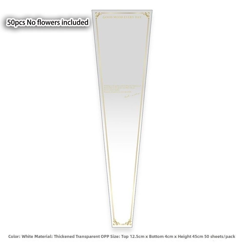 50pcs Transparent Single Rose Sleeves Waterproof Bouquet Packaging Sleeve Anniversary