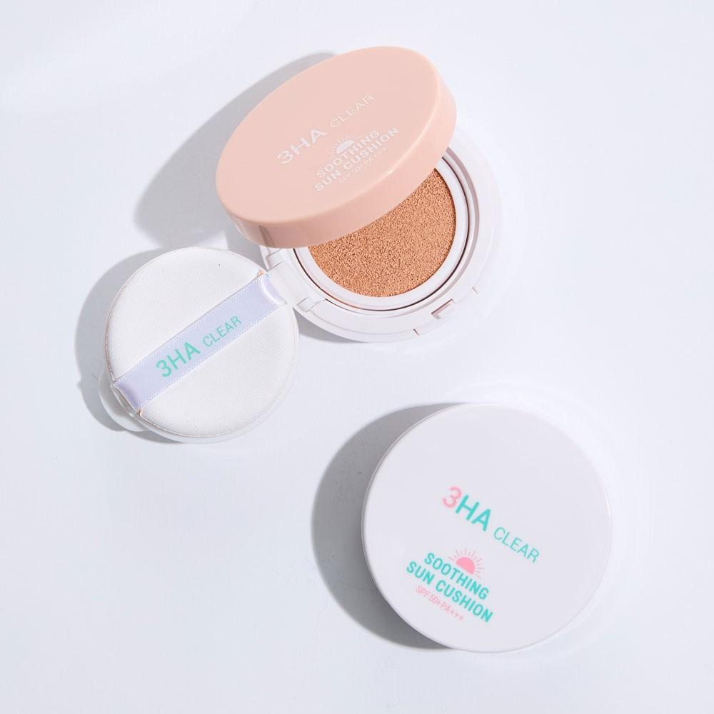 3HA Прозрачный увлажняющий солнцезащитный кушон, белый + бежевый, 15 г, набор из 2 предметов, SPF50+PA+++/отбеливание морщин/улучшение тона кожи/содержит CICA, 2 предмета