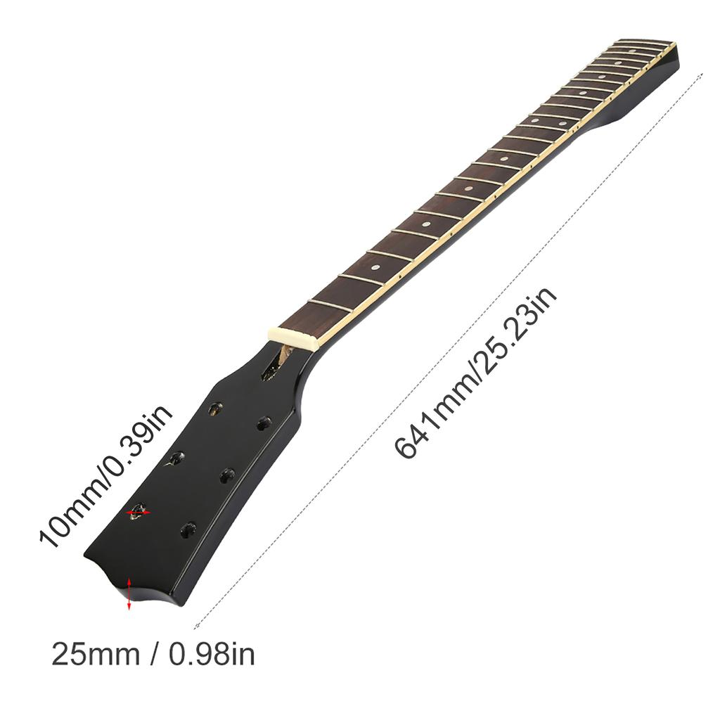 Wooden Folk Guitar Neck Fretboard Musical Instrument Part Black and White