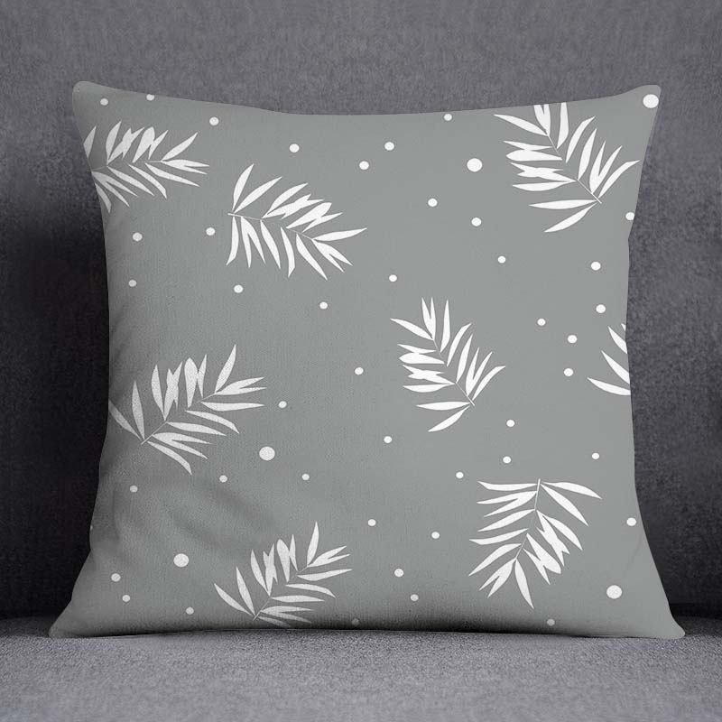 Gray Low White Flower Pattern Home Decoration Pillowcase Square Pillowcase Home Office Decoration Cushion Cover