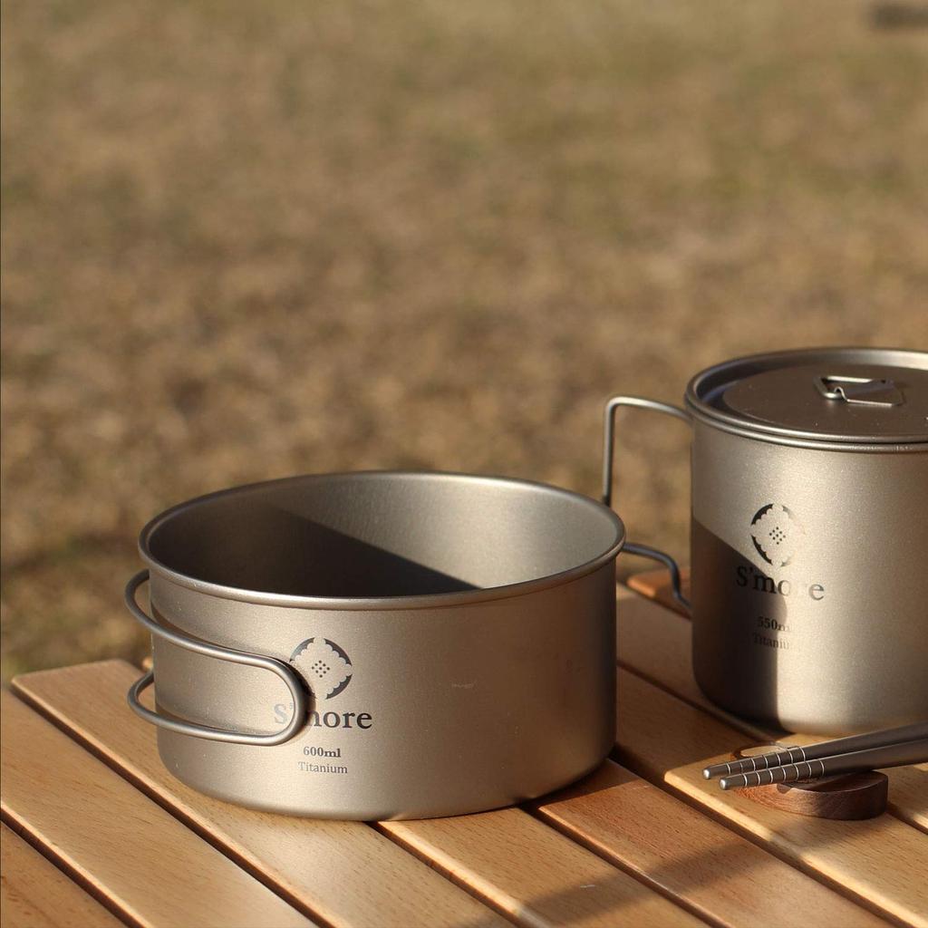 Набор титановых плит Набор для кемпинга Набор титановых плит из 2 предметов Посуда для приготовления пищи S'more (S (350мл 600мл))