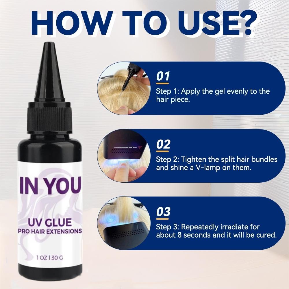 Tangle-Free UV Hair Extension Kit: 2X Faster Remover + 30g Glue & Spares for Invisible Extensions – Salon & Home Use