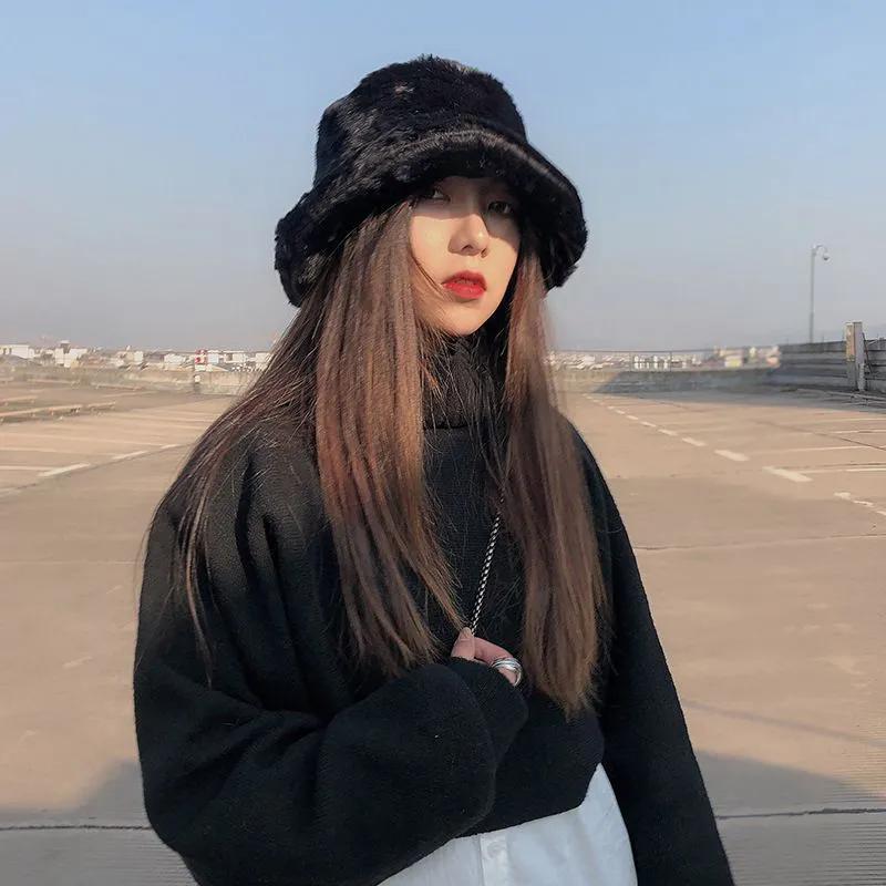 WTEMPO Retro Elegant Warm Thickened Soft Solid Color Windproof Cold-proof Hats Women's Autumn Winter Casual Versatile Bucket Hats