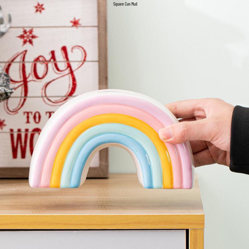 Large Ceramic Piggy Bank for Kids - No Outflow Savings Jar, Perfect for Coins and Gifts