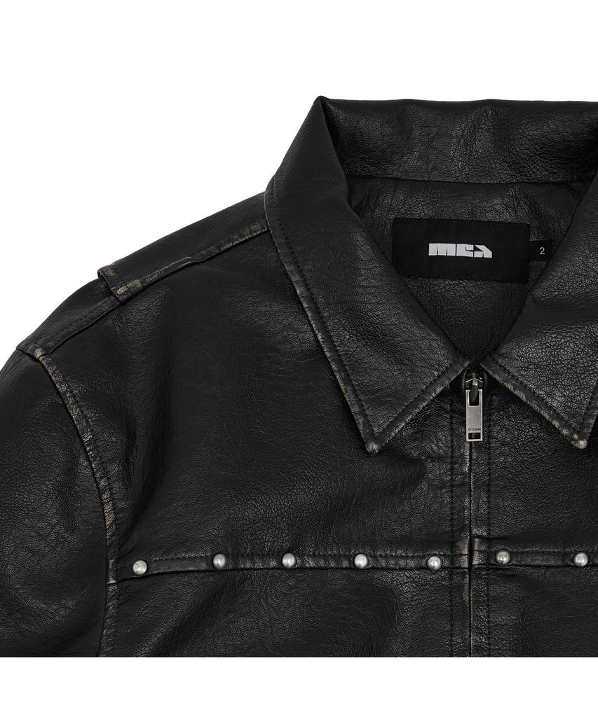 MEA Stud Vintage Leather Jacket [Black]