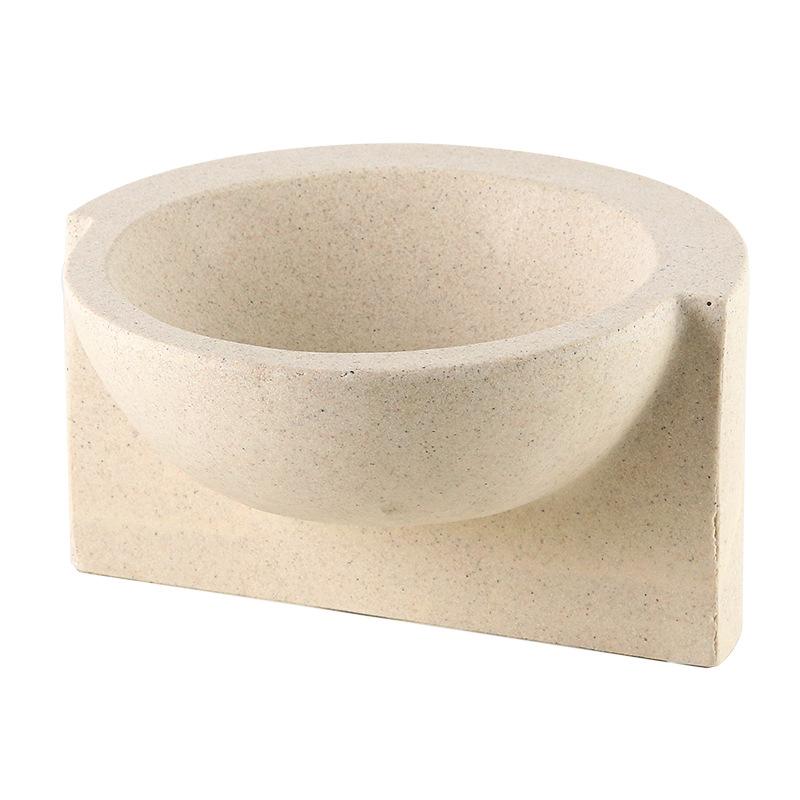Wabi-sabi Style Abstract Art Half Fruit Plate Ornaments Designer Light Luxury Hotel B&B Imitation Travertine Storage Plate Ornaments