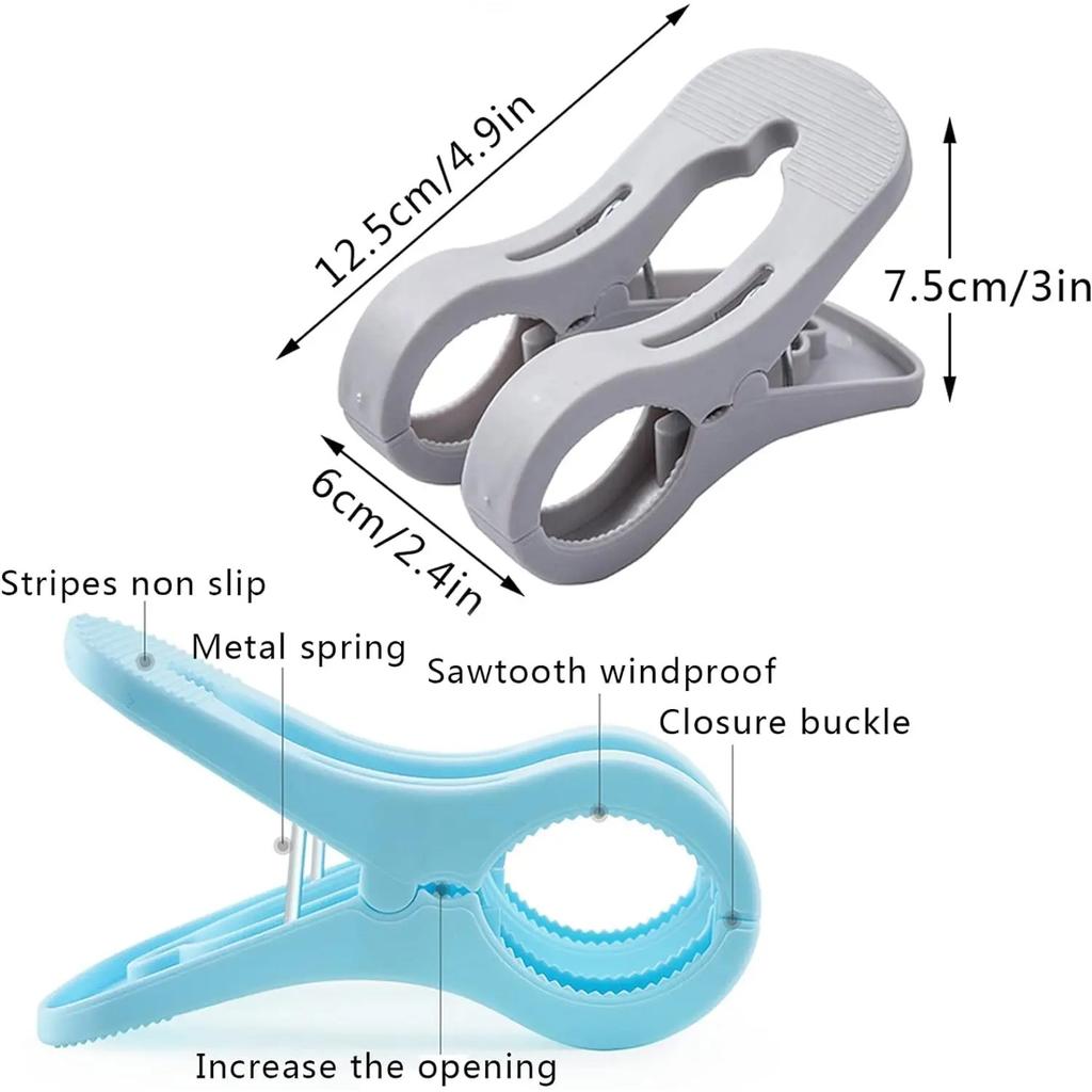 2 шт. зажимы для пляжных полотенец, большие ветрозащитные пластиковые зажимы, зажимы для полотенец в ванной, зажимы для одеял, прищепки для кресел у бассейна