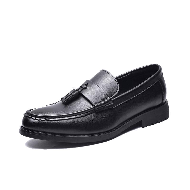 High Quality Men Leather Formal Loafers Korean Version Tassels Slip-On Driver Dress Loafers Pointed Toe Moccasin Wedding Shoes