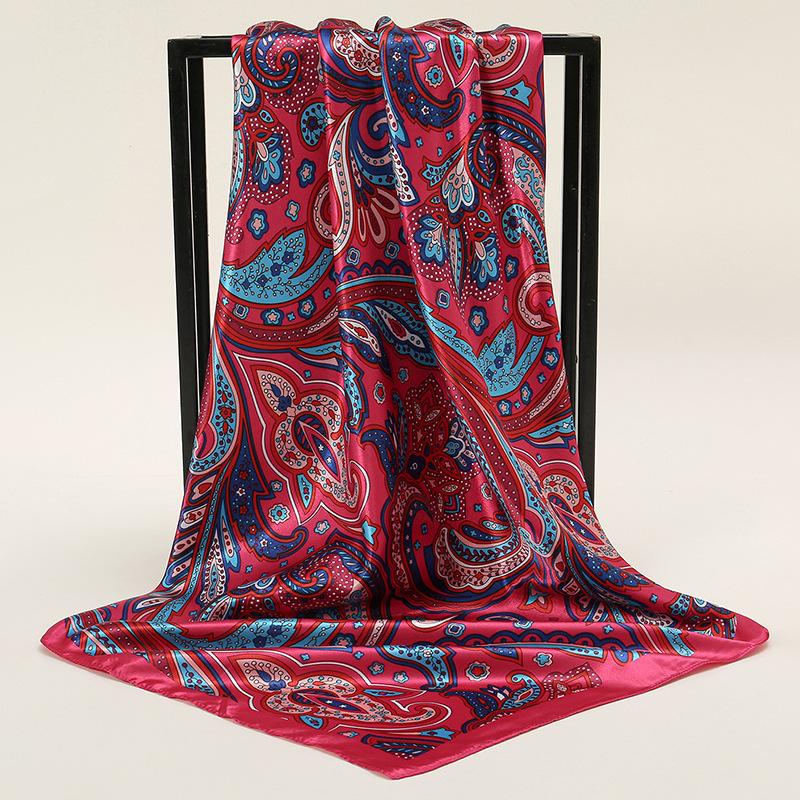 New European and American Printed Silk Square Scarf Fashion Women's Versatile Bag Headscarf Professional Scarf Silk Scarf