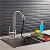 Kitchen tap with pull-out spout, stainless steel, flexible, movable, silver