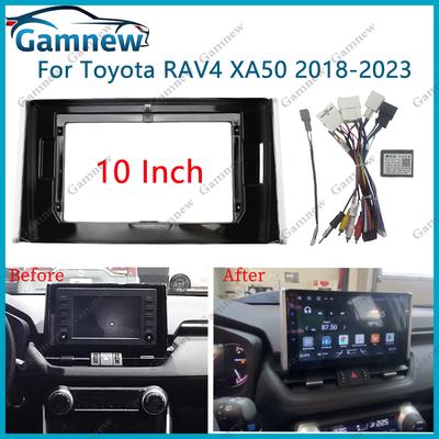 10-дюймовая автомобильная рамка-переходник для Toyota RAV4 5 XA50 2018-2023, коробка Canbus, для Android-радио, аудио, накладка на приборную панель, жгут проводов