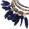 Набор из 2 шт., многослойное колье с кисточкой и перьями, женское массивное ожерелье, серьги