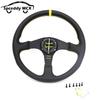 14 Inch 350MM Sim Racing Steering Wheel JDM Real Leather Universal Car Accessoires Yellow Black O24SM1127P