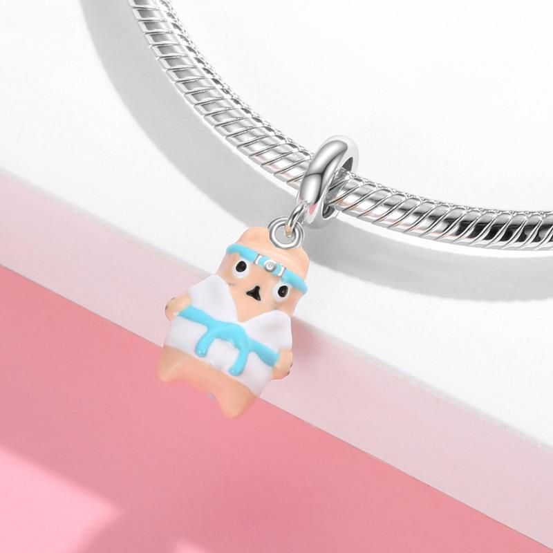 Красочные эмалевые бусины, многофункциональная подвеска в виде пирата, воина, животного, кошки, 925 пробы, изготовление ювелирных изделий из серебра, подходит для оригинального браслета с подвесками