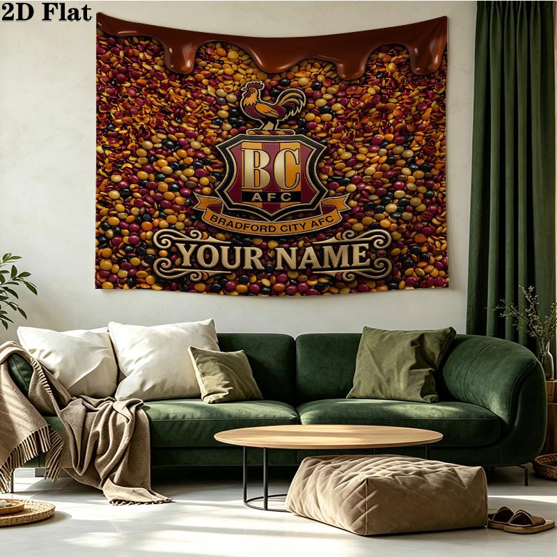 Custom Name Bradford City Printed Tapestry – Wall Hanging for Bedrooms, Dorms, and Home Decor
