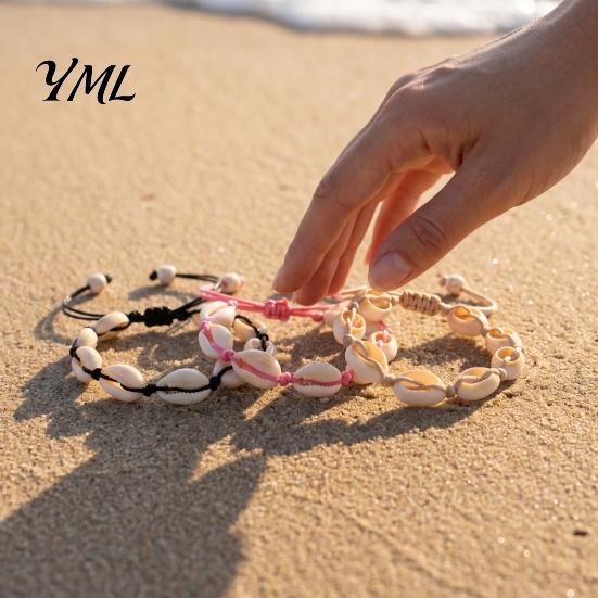 Handmade Beach Jewelry for Women Seashell Bracelet, Natural Shell Boho Beaded Adjustable Durable Cord Bracelets Daily Wear Woven String Bracelet