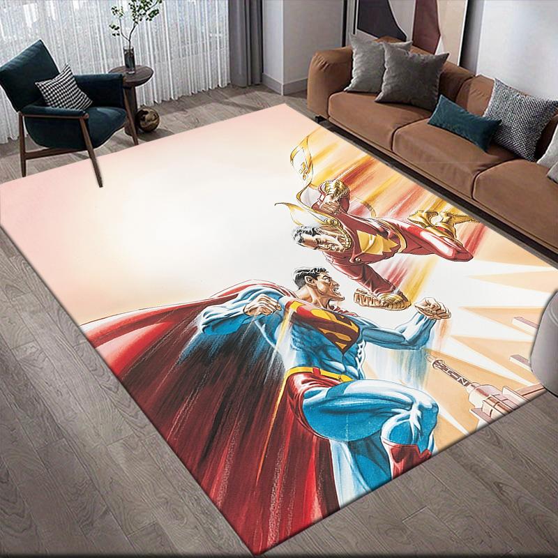 Superman & Heroes Anti-Slip Floor Mat, Rectangular Carpet for Living Room Decor