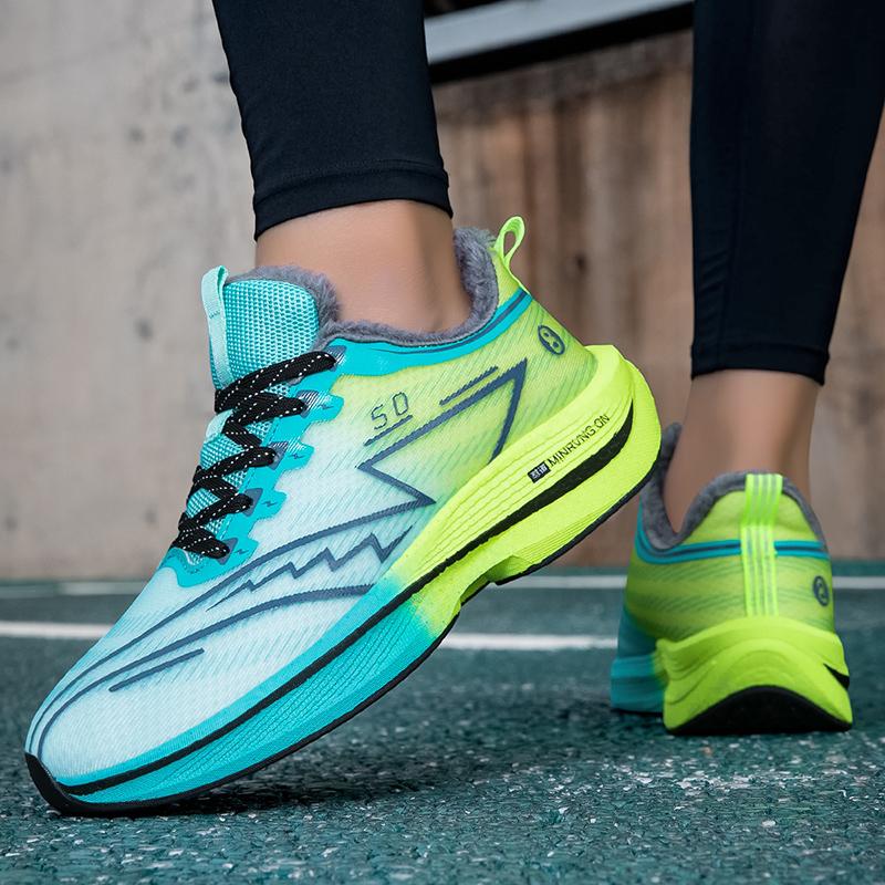 Плюшевые Теплые Зимние Кроссовки Мужские Амортизирующие Спортивные Кроссовки Женские Дышащие Кроссовки для Бега Обувь для Фитнес-Тренировок Нескользящие Кроссовки