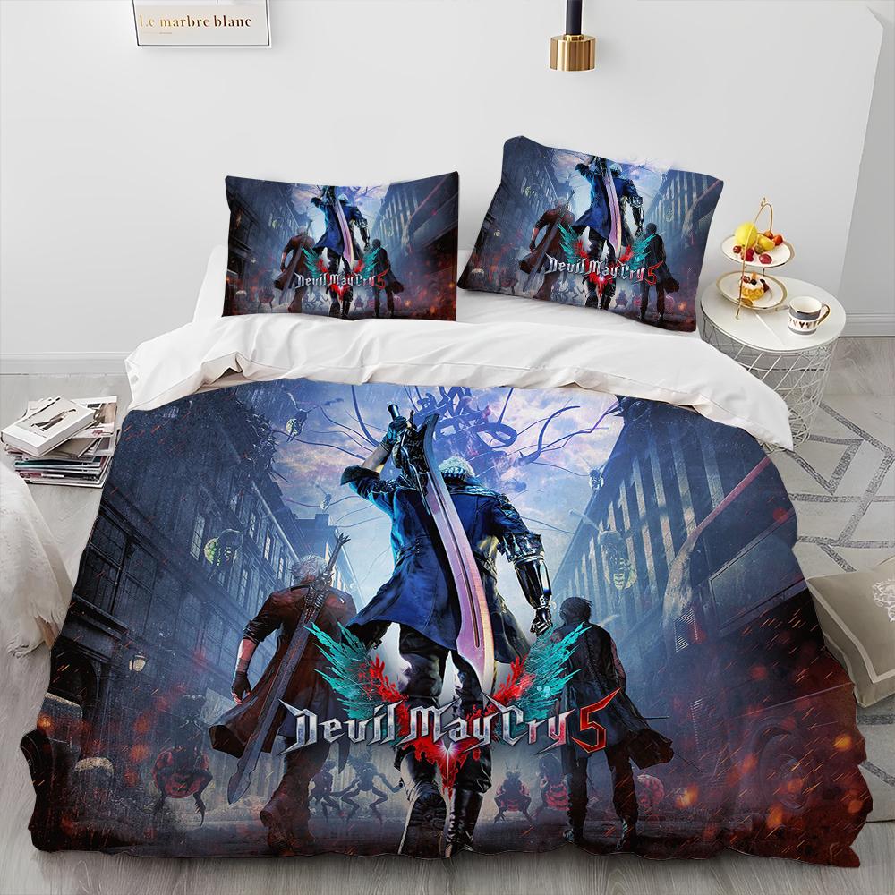 D-Devil May Cry DMC Игра Геймер Теплый Одеяло Постельное Белье Комплект, Мягкое Пододеяльник Постельное Белье Комплект Удобный Пододеяльник Наволочка, Размеры King Queen