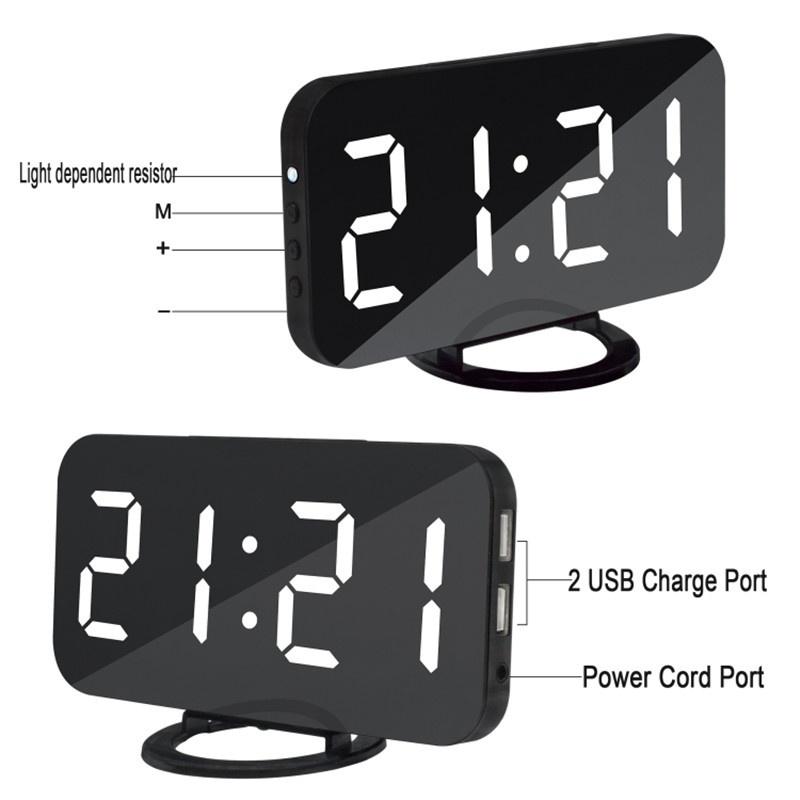 New Creative Mobile Phone Charging Mirror Electronic Snooze Alarm Clock LED Display