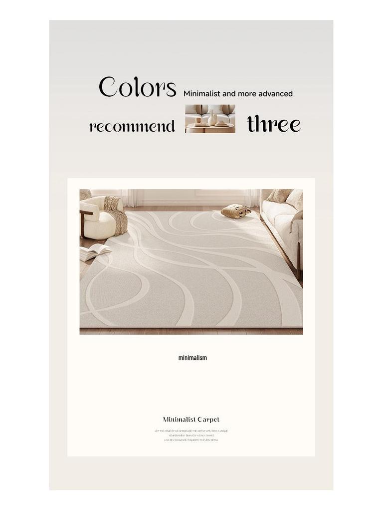 2024 Роскошный бархатный водонепроницаемый ковер для гостиной - не требует стирки, однотонный, простой дизайн, напольный коврик