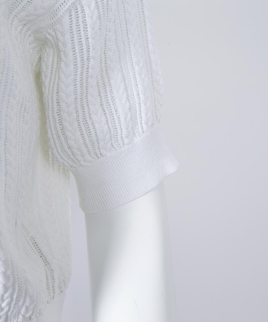 CREVE9 Crop Short Sleeve Cardigan Wh