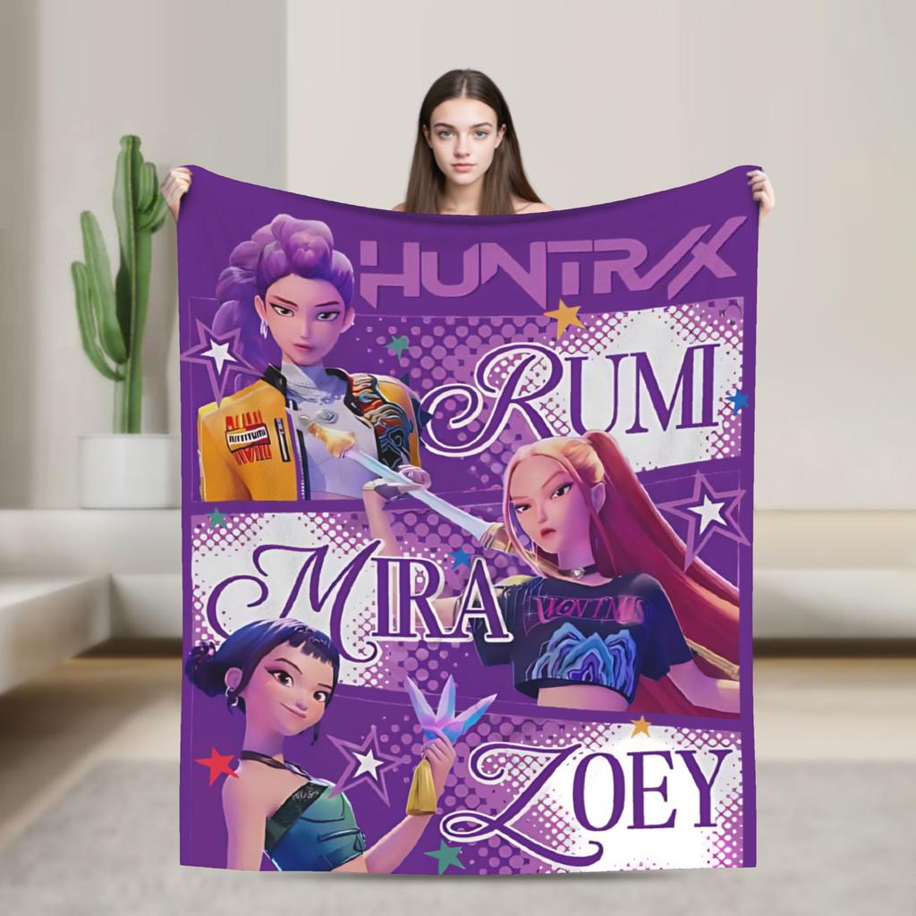 Huntrix HUNTRX Rumi Kpop Demon Hunters Blankets Пушистый, потрясающий, теплый плед для дома на зиму