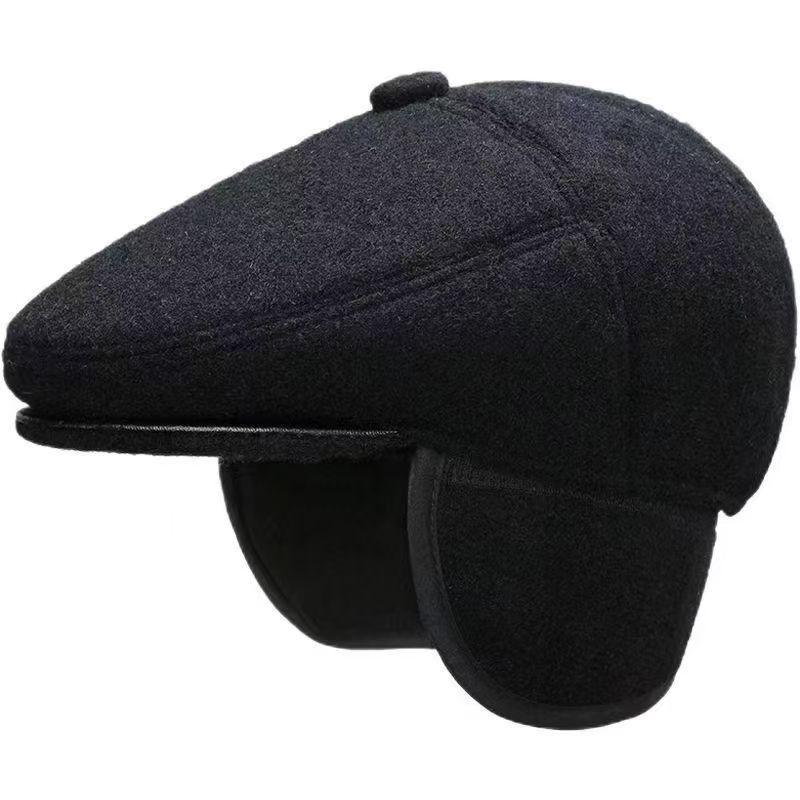 Men's Autumn & Winter Leather Beret - Warm Middle-Aged & Elderly Outdoor Fashion Cap