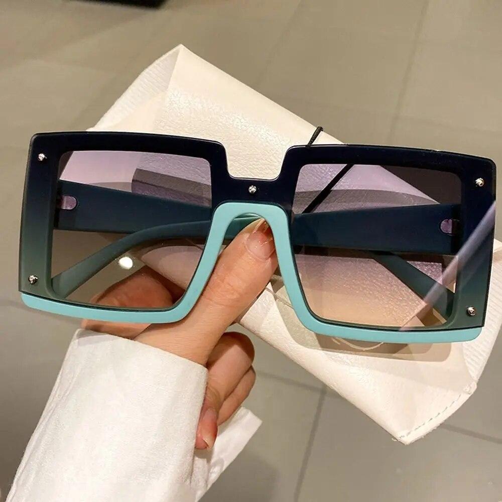 Oversize Square Men Women Sunglasses Fashion Vintage Mirror Shades Eyewear Luxury Designer UV400 Goggle Sun Glasses