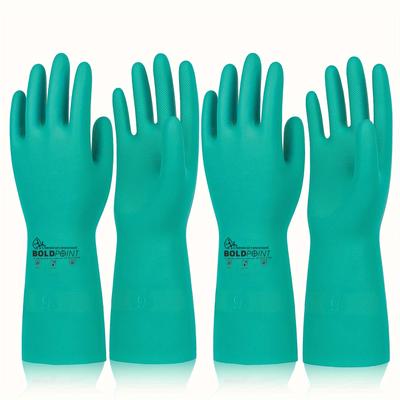 2 пары многоразовых нитриловых перчаток — очень толстые, с длинным рукавом, для мытья посуды, садоводства, ухода за домашними животными, без химикатов и латекса