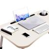 Kids Laptop Desk with Cup Holder Density Board Foldable Bed Table for Household BedroomWhite