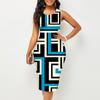 Женское платье Sling SummerBlock Splicing Print Dresses Tight Sleeveless Slim Fit Sexy Fashion Top Clothing