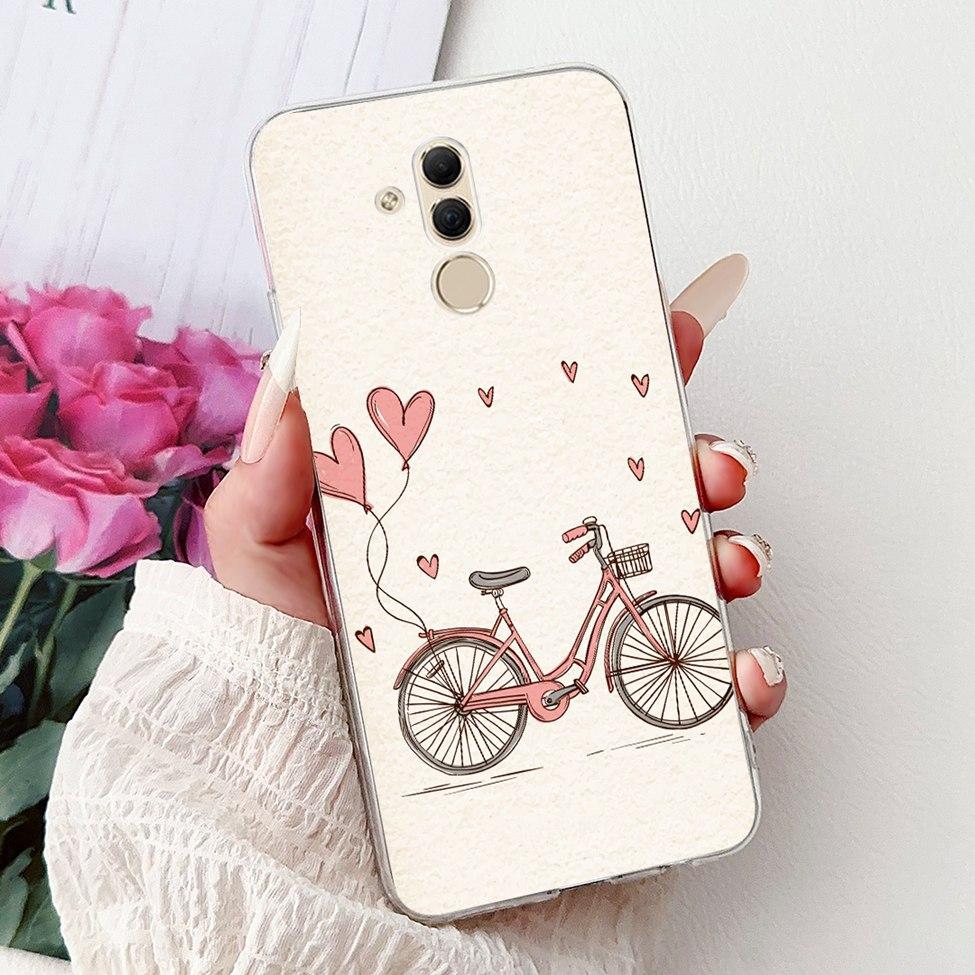 Clear For Huawei Mate 20Lite SNE-LX3 INE-LX2 Back Cover For Huawei Mate 20 Lite Case Cute Cartoon Cat Luxury Flowers Funny Funda