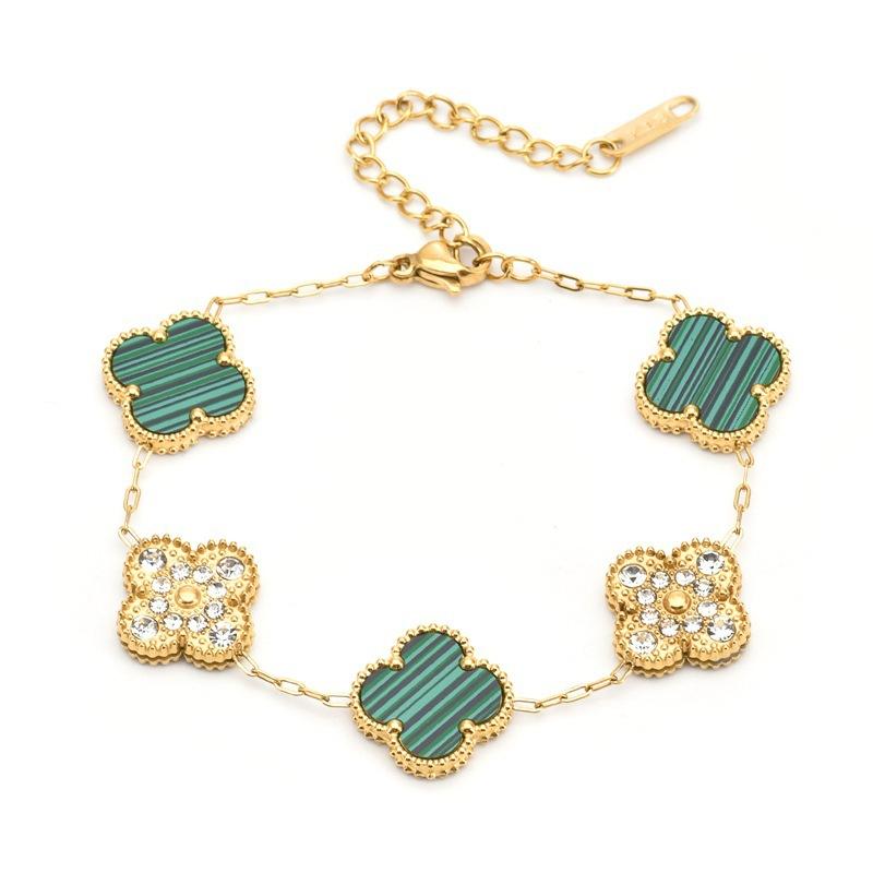 Браслет из титана с цветком-четырехлистником 13 мм для женщин