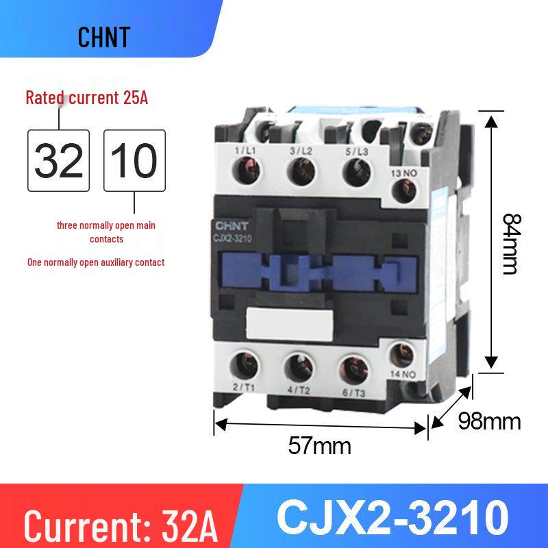 AC Контактор Zhengtai Kunlun CJX2-1210, 220В/380В, 3-фазный, НЗ/НО