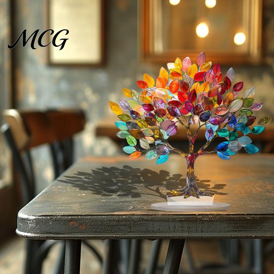Colorful Tree Of Life Ornament of Desktop Ornament, Acrylic Tabletop Decoration, Creative Art Moisture-Proof Statue for Home Table Top Bedroom Living