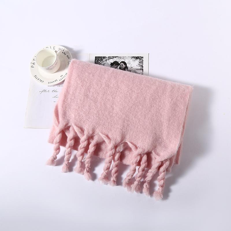 Spring, Autumn and Winter New Solid Color Knotted Beard Scarf Versatile Outer Warm Scarf Shawl