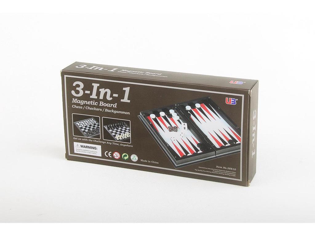 Youbang Three-in-One Magnetic Folding Chess, Checkers, and Backgammon Game Set (Medium)