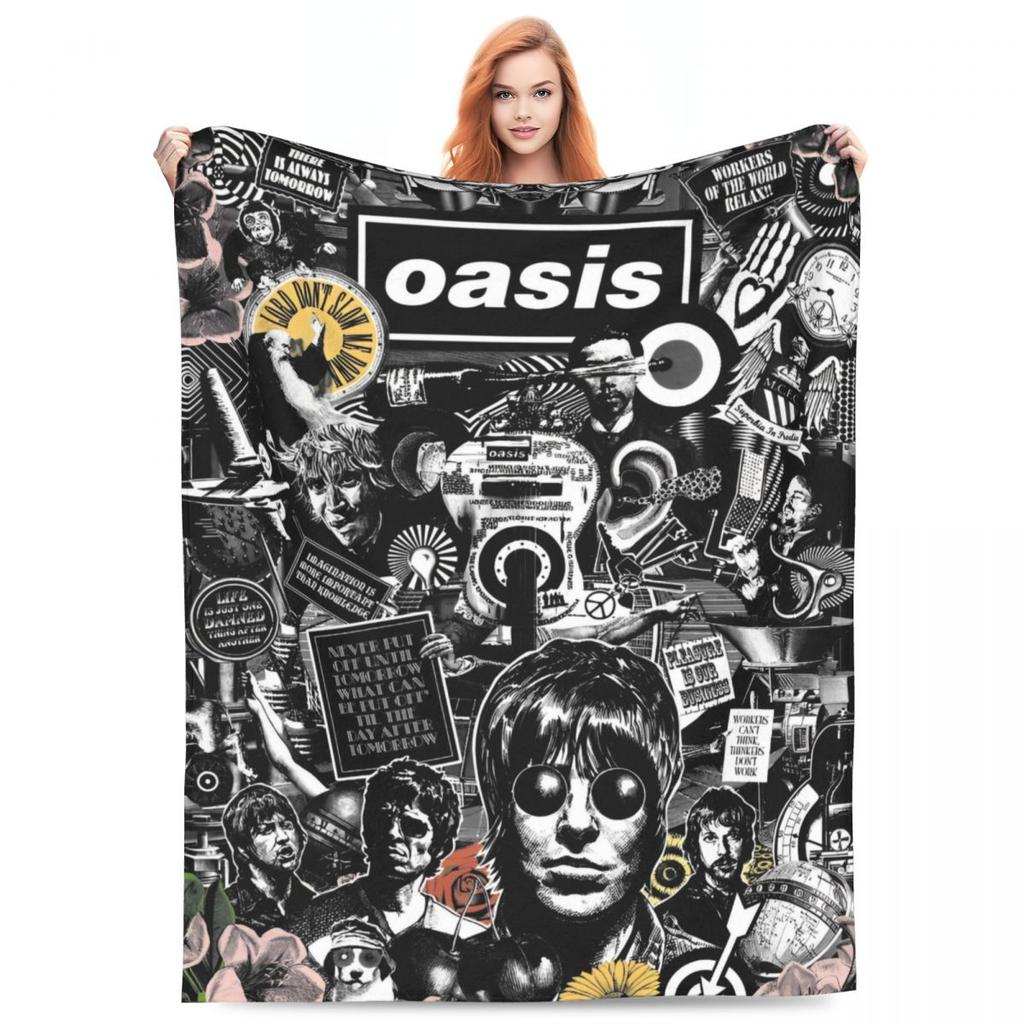 O-Oasis Rock Band Blankets Fleece Textile Decor Breathable Lightweight Thin Throw Blanket for Bedding Car Bedspread