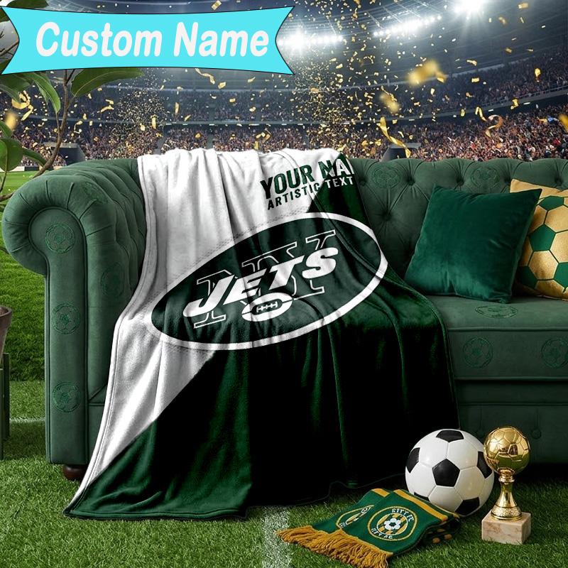 Custom Name Blanket Jets Football Blanket Bedding Blanket for Travel, Camping, Living Rooms, Offices, Sofas, Fan Christmas gift