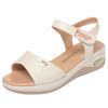 2025 Summer New Women  Comfy Roman Wedge Sandals Low Heels Beach Shoes Retro Fashion Comfortable Soft Leather For Mom Leisure