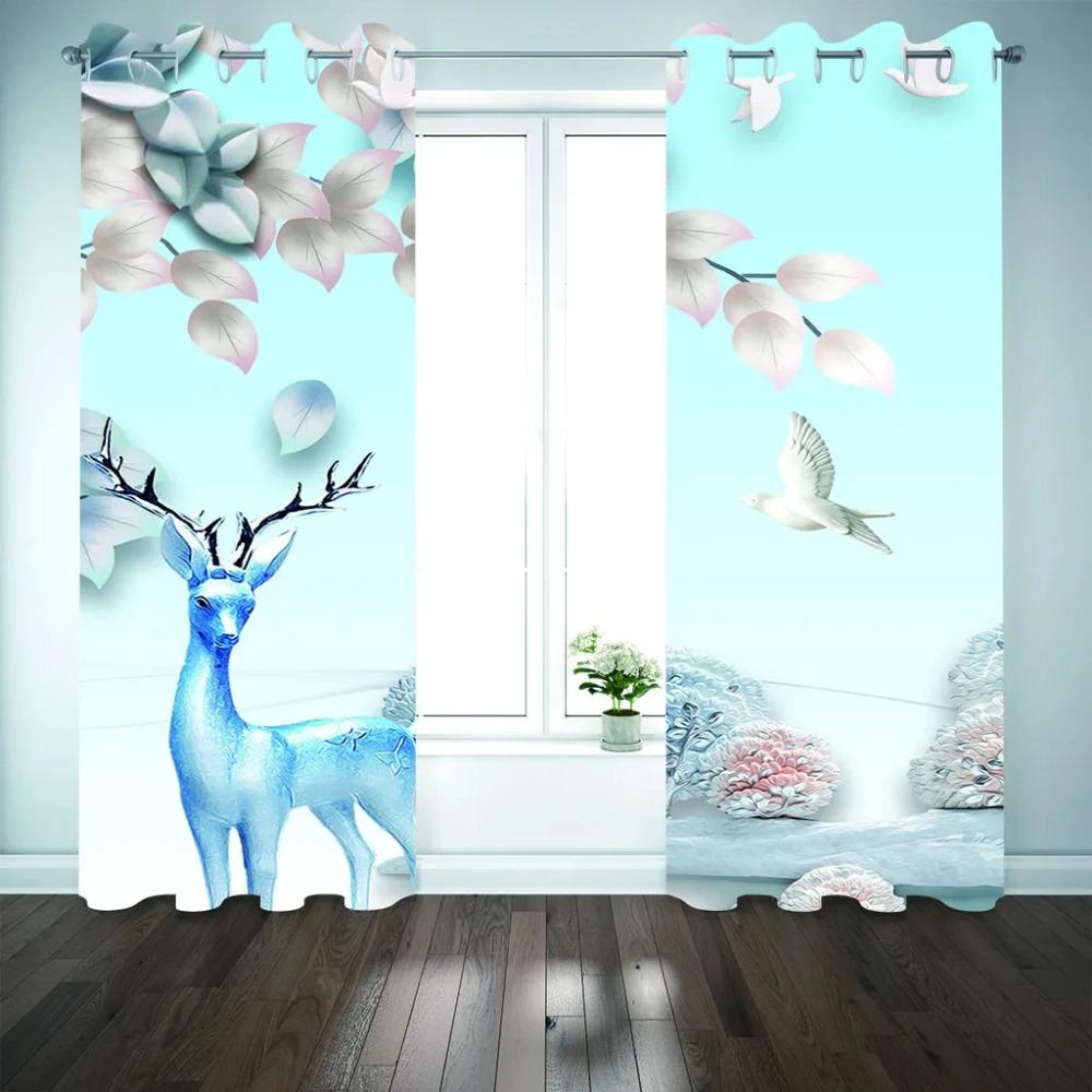 Олень в форме животного с узором, высокие затемняющие шторы, цифровой градиент, современный принт, занавеска для гостиной, спальни, домашний декор, драпировка